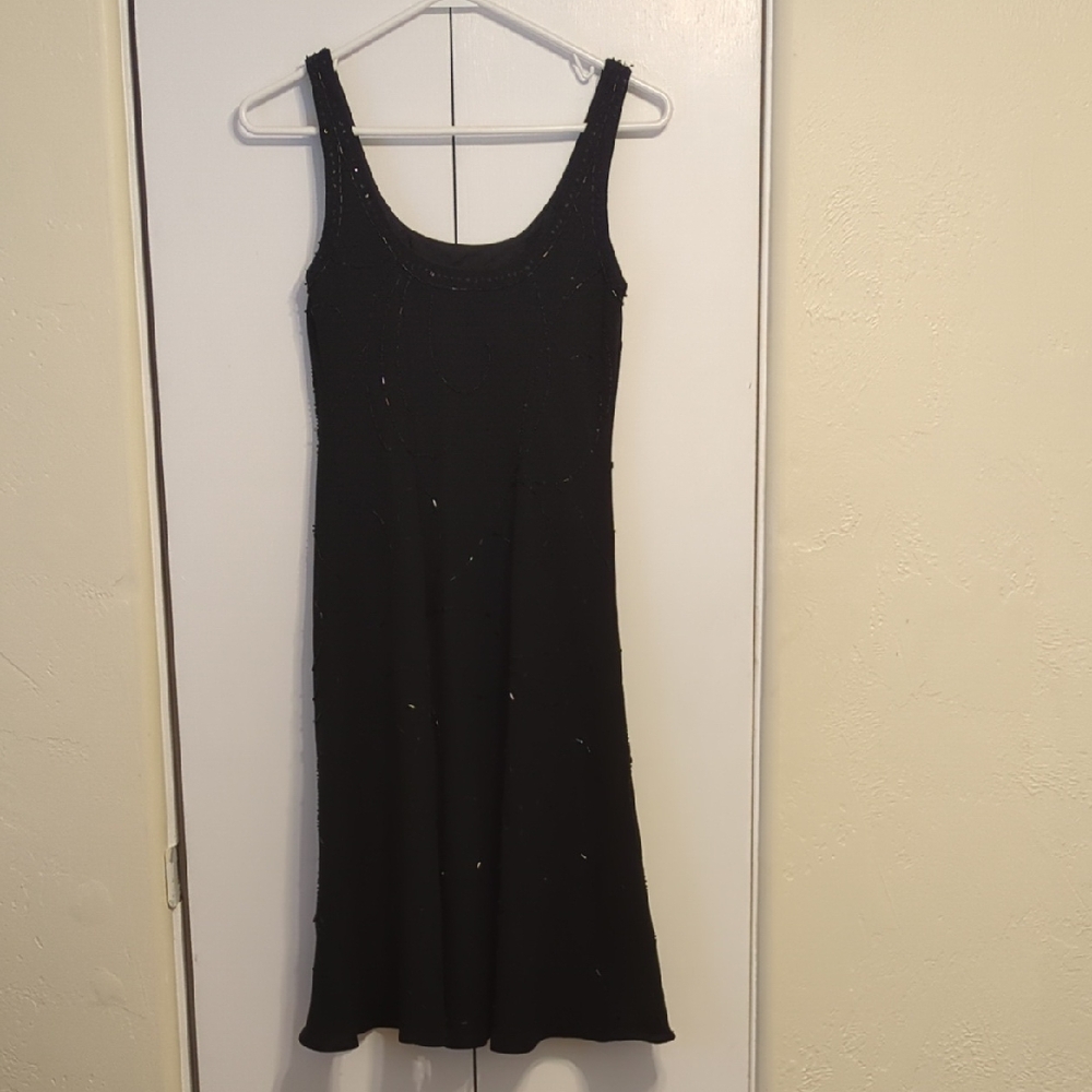 Jones New York Black Sheath Midi Dress Scoop Neck